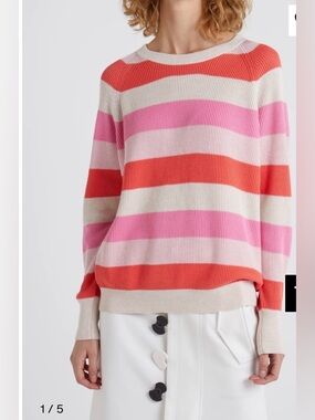 Repeat Cotton Striped Crew Neck Size S